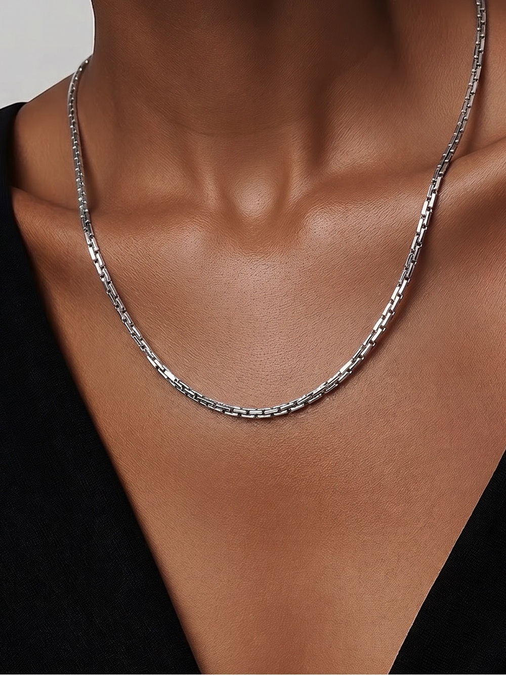Vintage Sarah Coventry Square Block Bar Link 22” Chain Unisex Mens Ladies